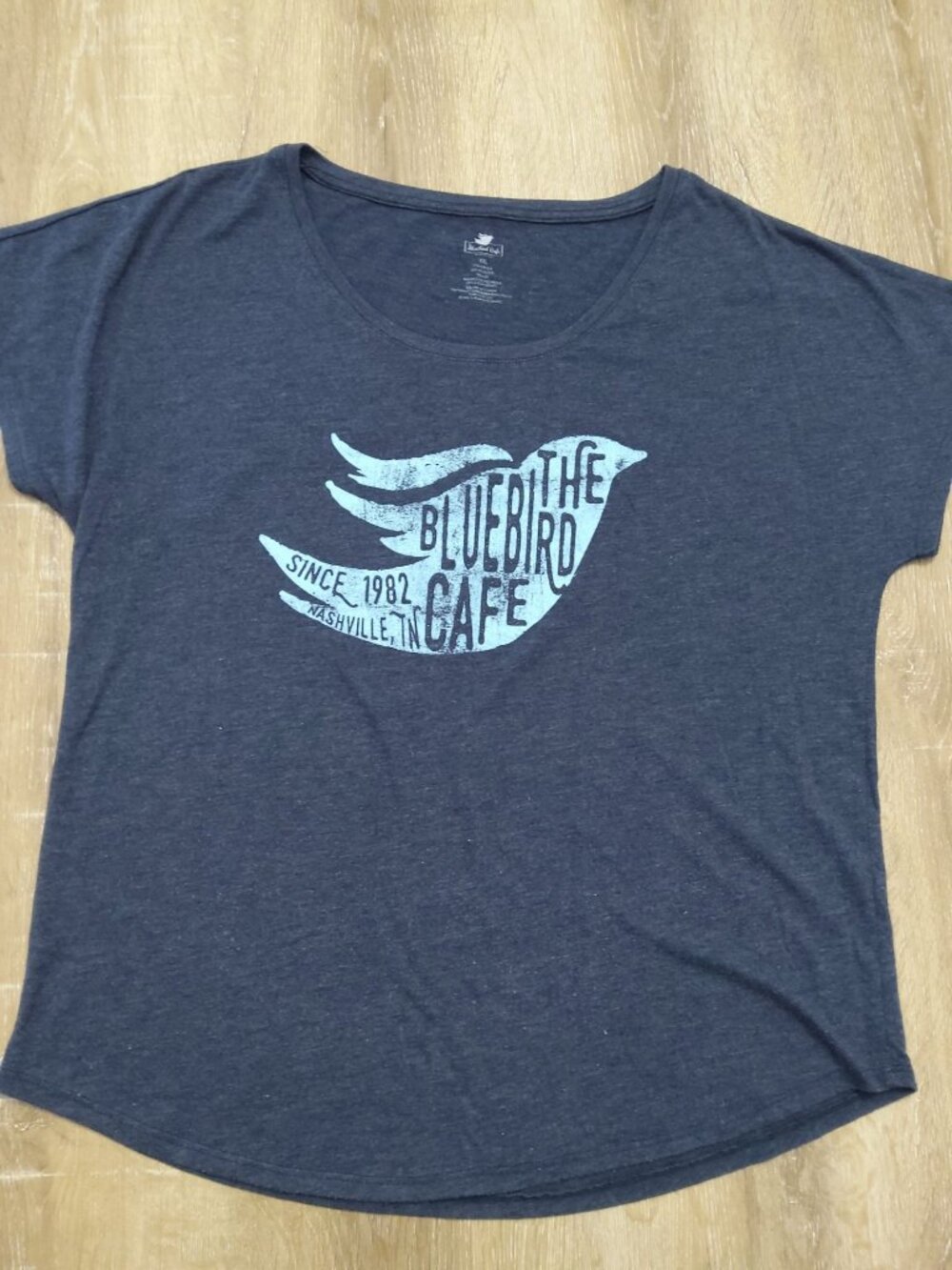 Bluebird Cafe Nashville Graphic T-Shirt XXL Navy Blue Cotton Blend Womens Top